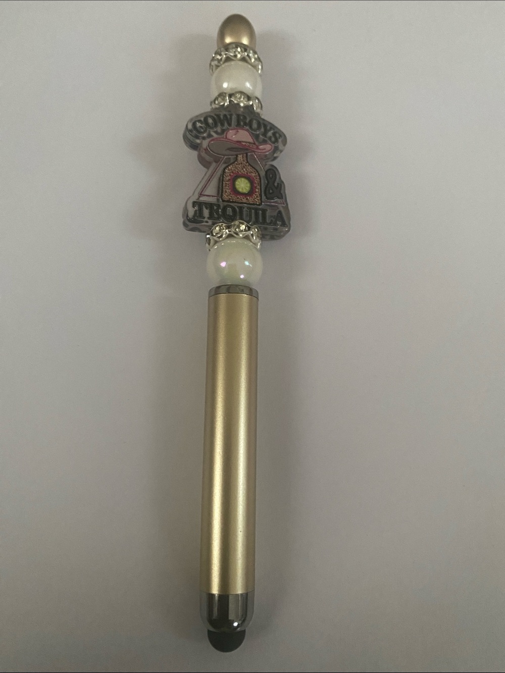 Beaded Stylus Pen with 'Cowboys & Tequila' Charm